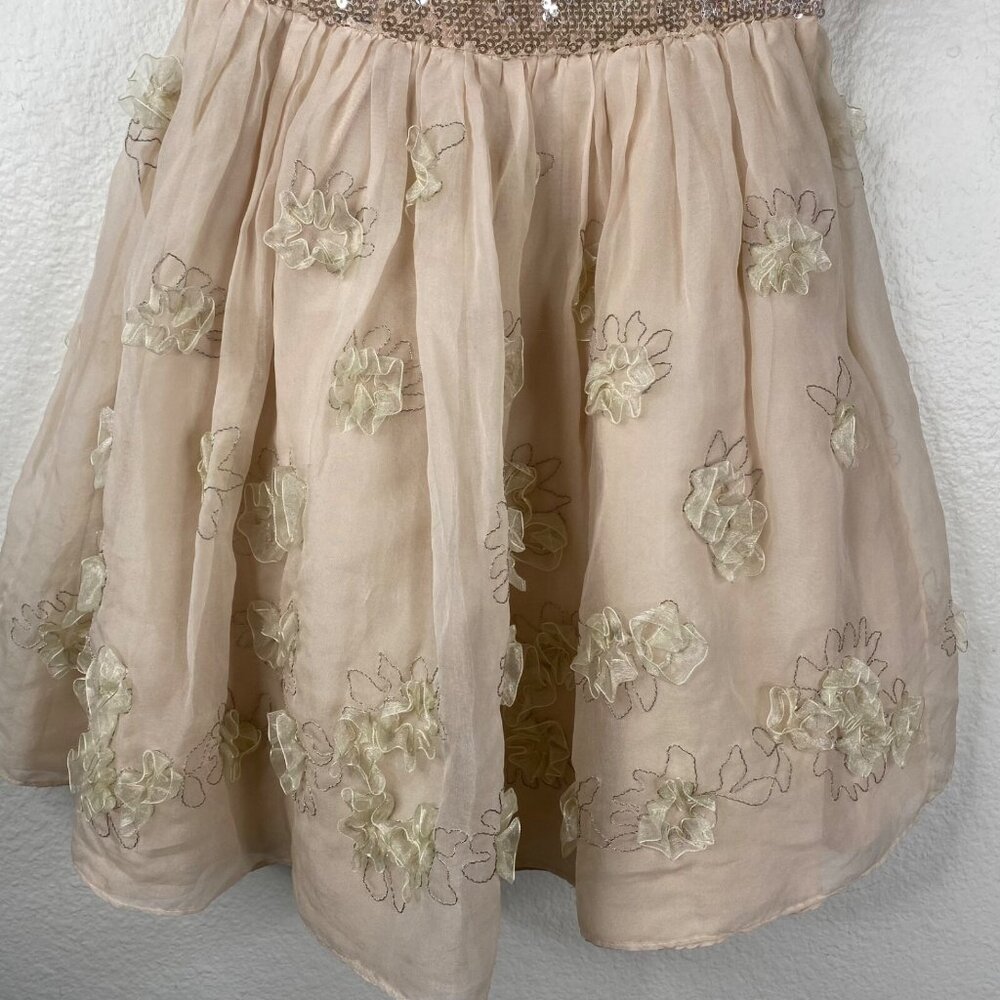 Betsey Johnson Dress Womens Pink Sz 0 Silk Strapless Sequins Flowers Dainty Prom - Picture 6 of 15